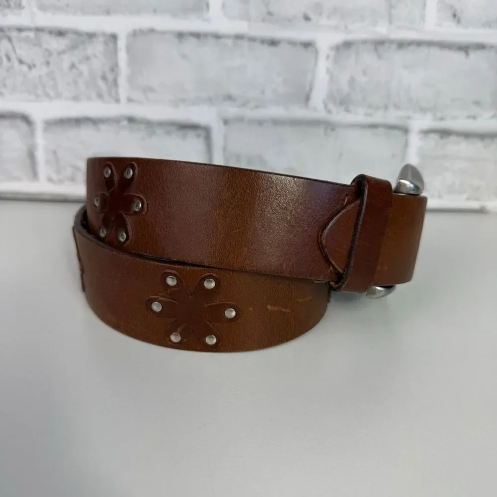 GAP Floral Patch Italian Leather Belt Size 34